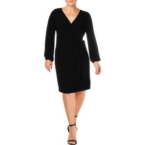 Ralph Lauren Women's Joni Wrap Business Wear to Work Dress Black Size 16